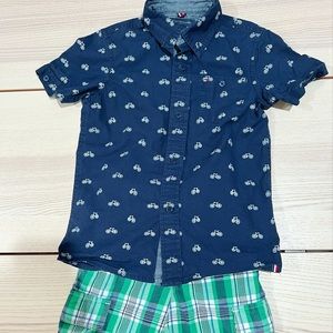 Boys XS 4-5 outfit, Hanna Andersson / Tommy Hilfiger, shirt and shorts